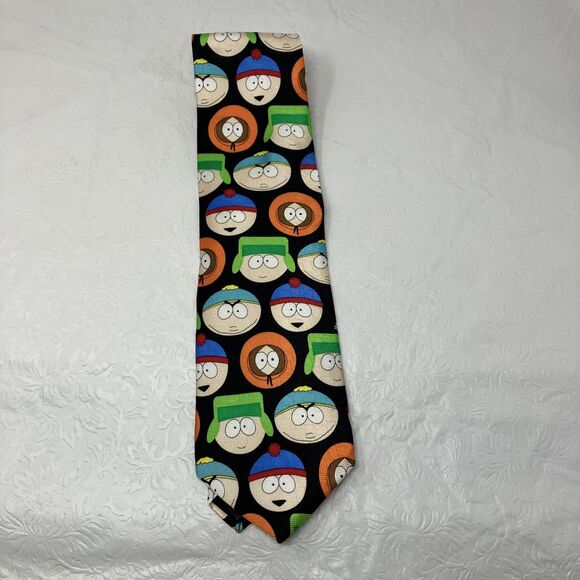VTG South Park Tie Boys Heads All Over Print 100% Silk 1998 RM Style Ralph M - Picture 2 of 7